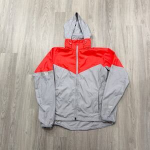 Nike Vapor Running Jacket Women's Large Gray Orange Hooded Full Zip Reflective